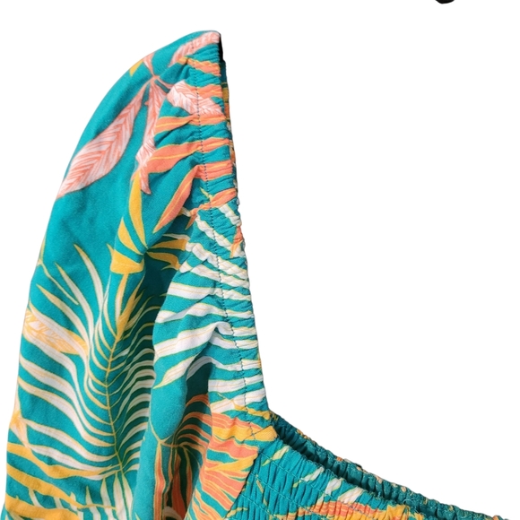 Betsey Johnson palm frond smocked. maxi dress - L.          G68 - Picture 5 of 10